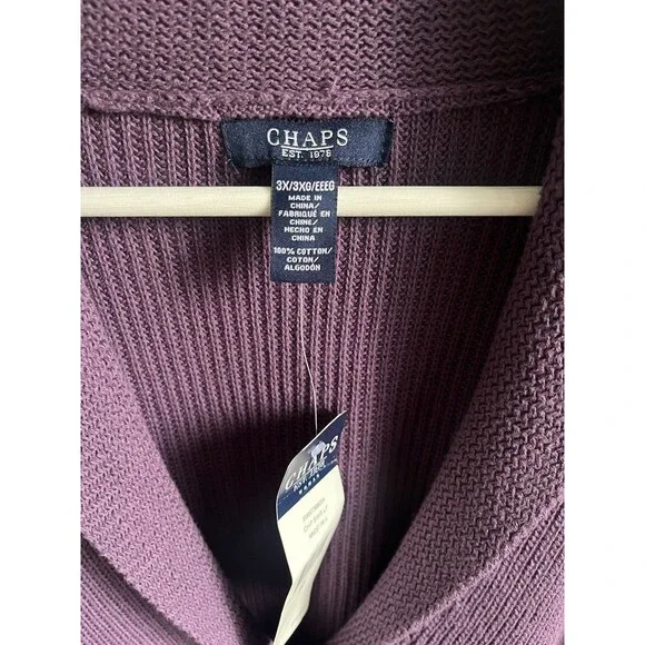 Chaps Classic Women’s Purple Shawl Sweater Cardigan Sz 3XL Buttons Academia NWT - Picture 3 of 5